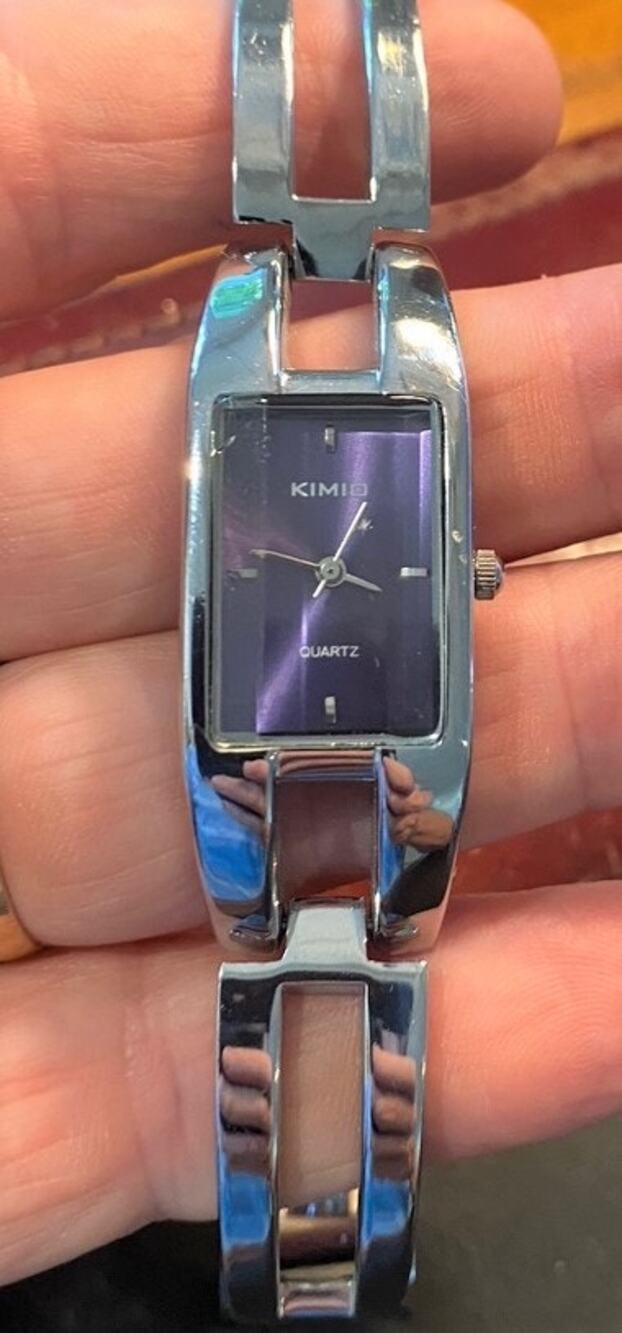 Women's Kimio Quartz Watch, Silver Tone Bracelet Adjustable Band, Black Face